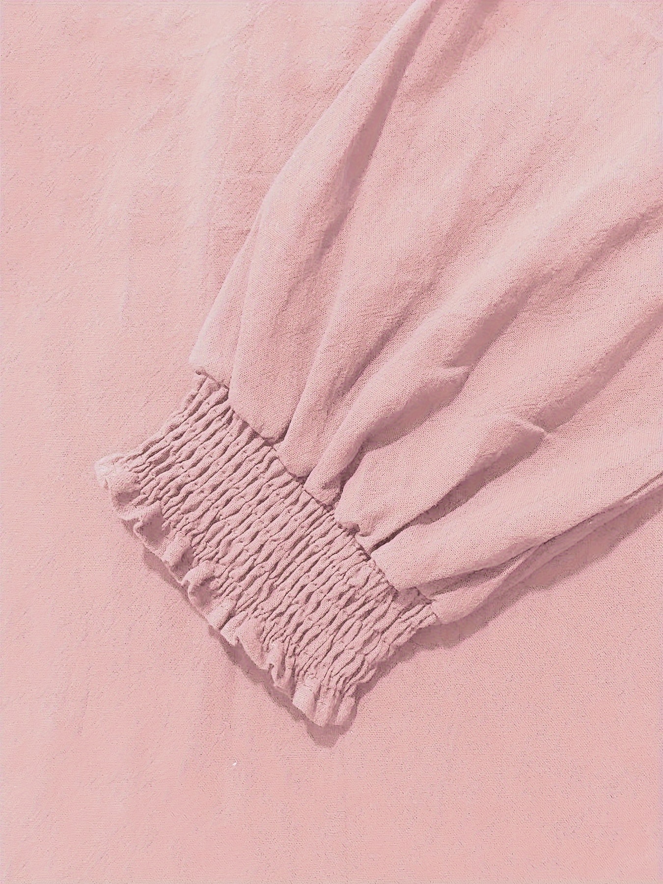 ruffle hem solid blouse casual crew neck long sleeve blouse womens clothing details 7