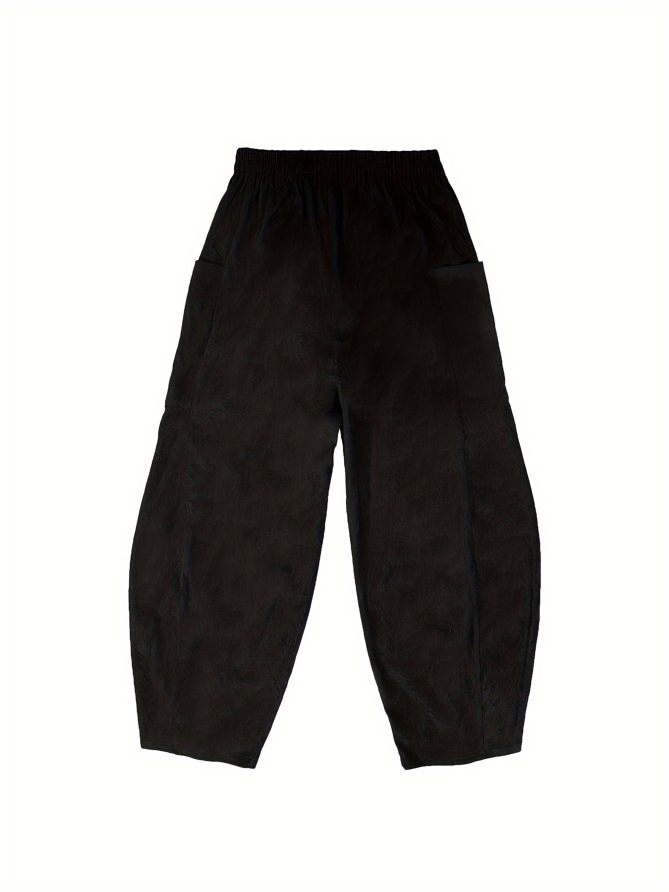 solid corduroy patched pockets pants casual loose button decor pants for spring fall womens clothing details 1