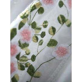 Eyelet Floral Blouse, Elegant Button Front Blouse For Spring & Summer, Women's Clothing