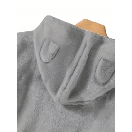 Cat Pattern Print Asymmetrical Loose Hoodie, Casual Printed Long Sleeve Hoodie, Women's Clothing