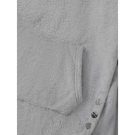 Graphic Print Fluffy Loose Cat Ears Hoodie, Casual Hooded Pocket Fashion Long Sleeve Sweatshirt, Women's Clothing