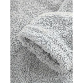 I'm Cold Letter Print Fuzzy Hoodie, Casual Long Sleeve Oversized Sweatshirt, Women's Clothing