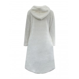 Teddy Hooded Dress, Casual Long Sleeve Winter Warm Dress, Women's Clothing